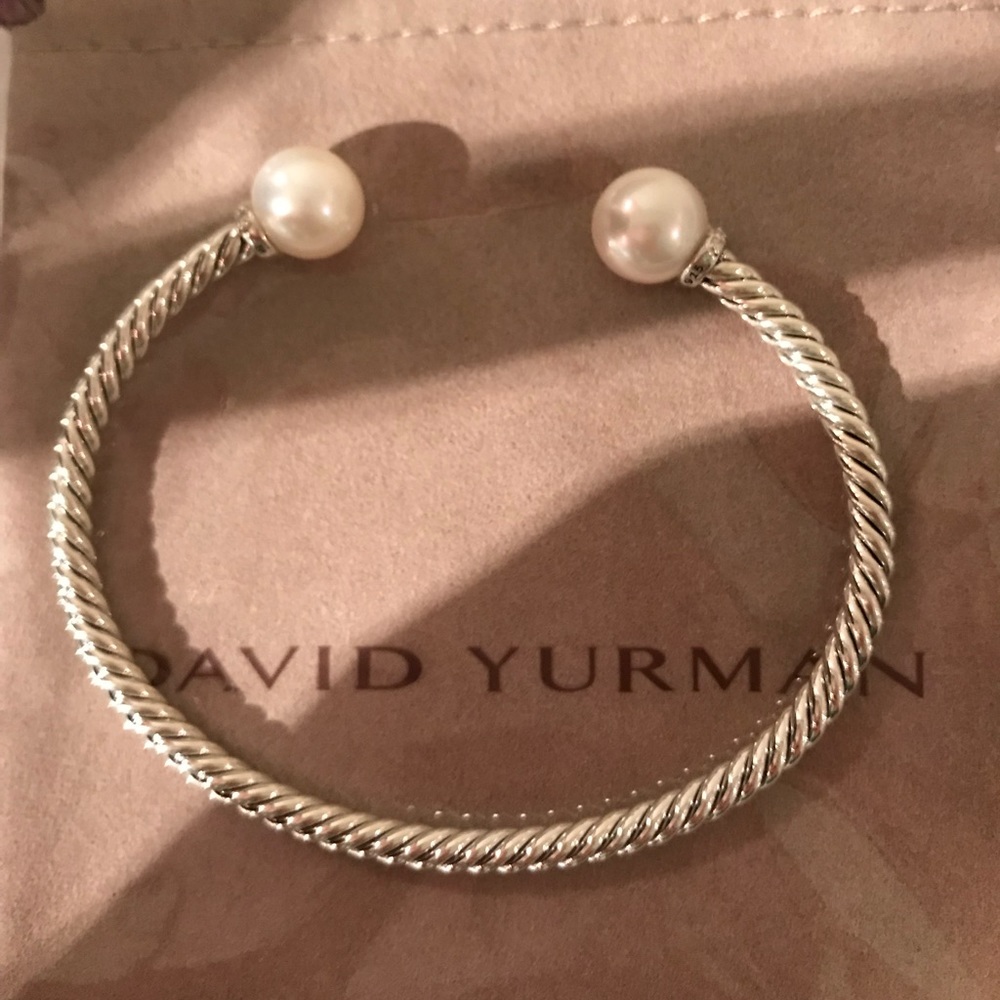 DY Silver with Pearl and Diamond Solari Bracelet